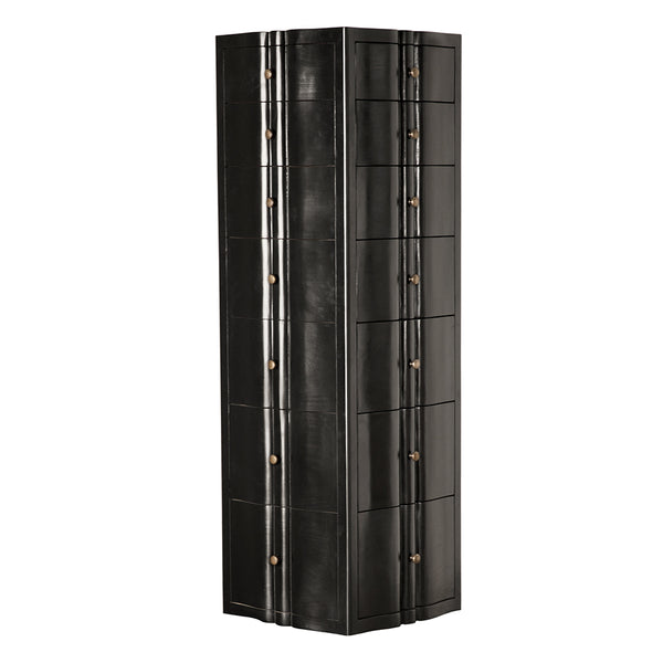 Monolith Solid Mahogany Tower Chest with Brass Pulls and Seven Drawer Artisan Storage