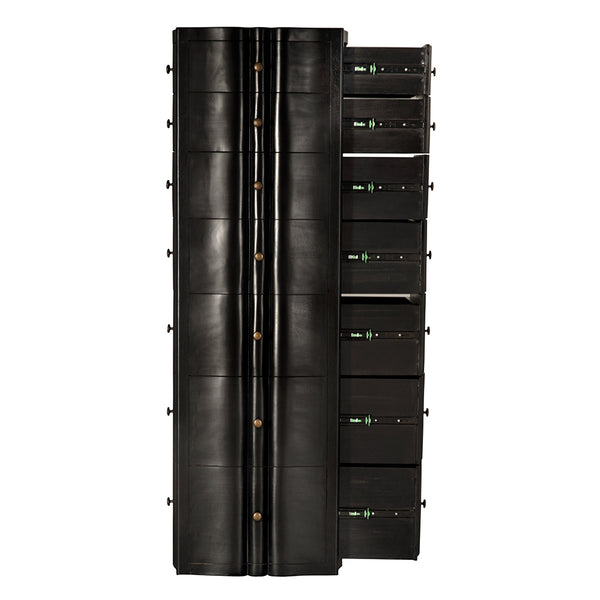 Monolith Solid Mahogany Tower Chest with Brass Pulls and Seven Drawer Artisan Storage