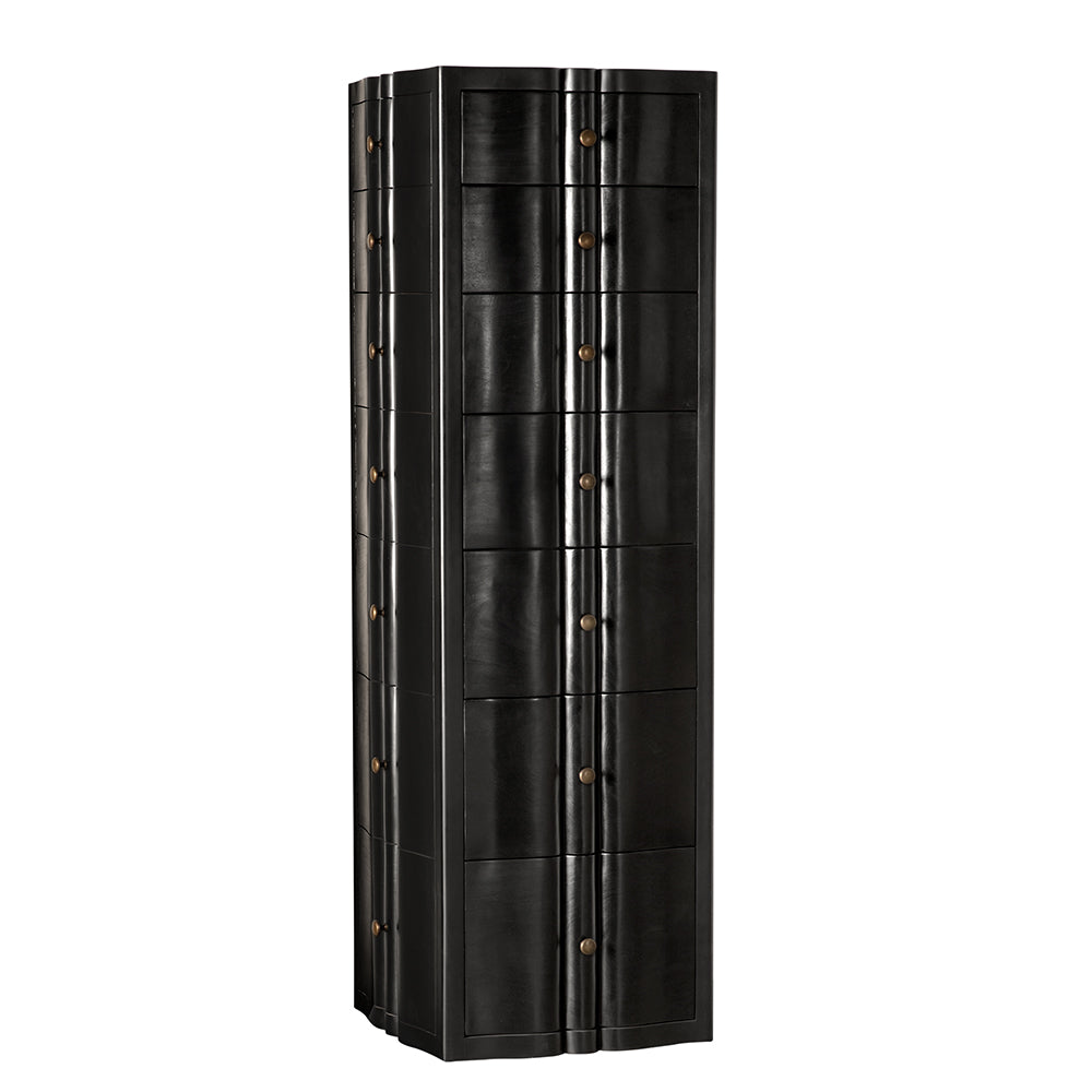 Monolith Solid Mahogany Tower Chest with Brass Pulls and Seven Drawer Artisan Storage