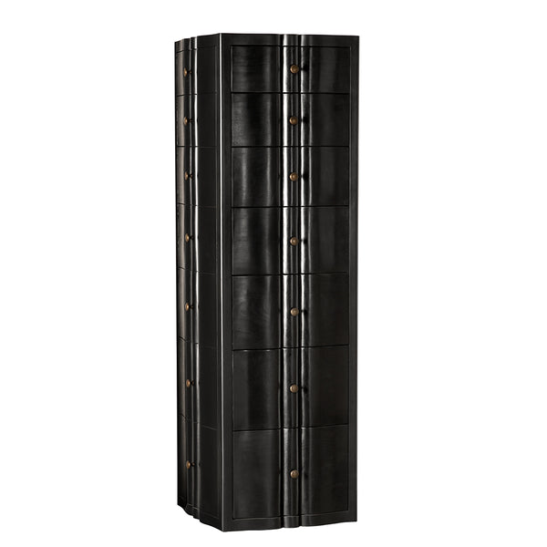 Monolith Solid Mahogany Tower Chest with Brass Pulls and Seven Drawer Artisan Storage