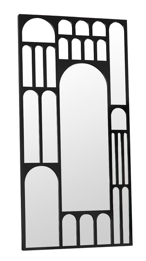 Doorway Arched Full Length Mirror Matte Black Steel Frame Mediterranean Wall Accent