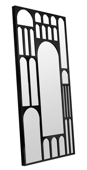 Doorway Arched Full Length Mirror Matte Black Steel Frame Mediterranean Wall Accent