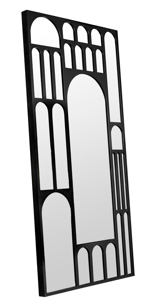 Doorway Arched Full Length Mirror Matte Black Steel Frame Mediterranean Wall Accent