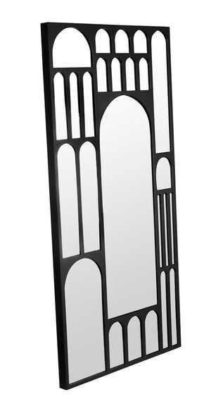 Doorway Arched Full Length Mirror Matte Black Steel Frame Mediterranean Wall Accent