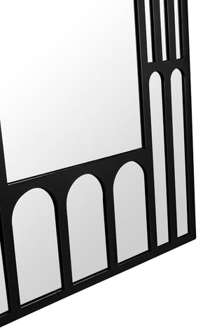 Doorway Arched Full Length Mirror Matte Black Steel Frame Mediterranean Wall Accent
