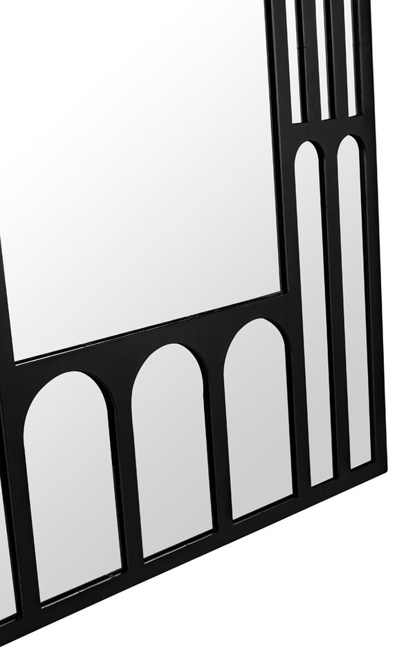 Doorway Arched Full Length Mirror Matte Black Steel Frame Mediterranean Wall Accent