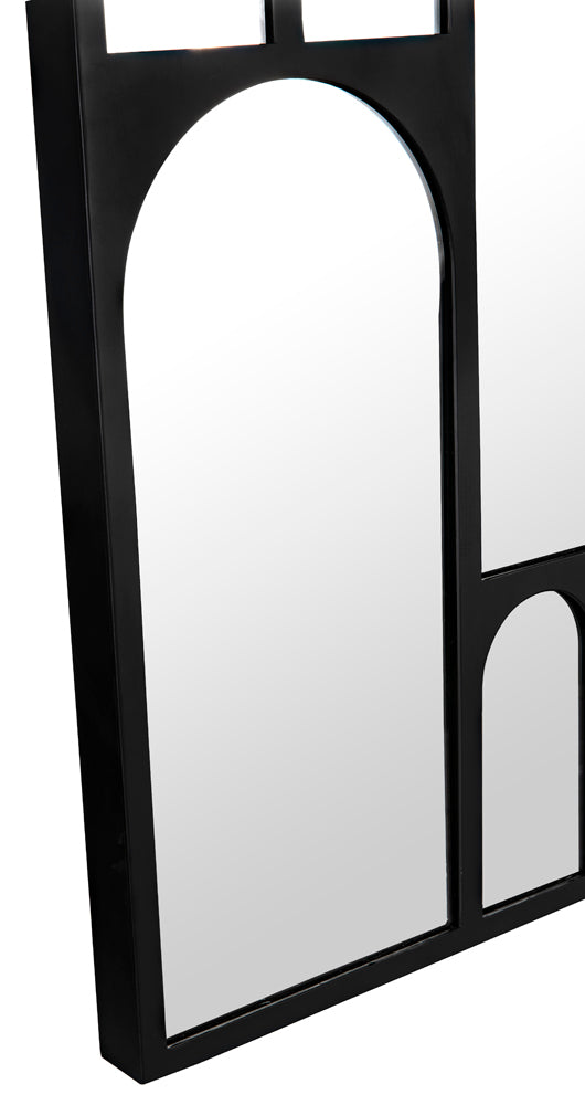 Doorway Arched Full Length Mirror Matte Black Steel Frame Mediterranean Wall Accent