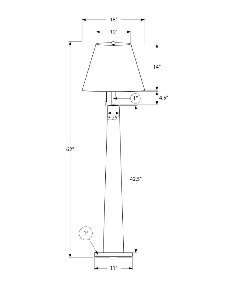 Monarch Specialties Lighting, 62" Floor Lamp With Brass Accent Base And Neutral Fabric Shade — Sculptural Contemporary Glow BLACK,BEIGE I 9683