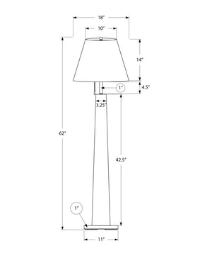 Monarch Specialties Lighting, 62" Floor Lamp With Brass Accent Base And Neutral Fabric Shade — Sculptural Contemporary Glow BLACK,BEIGE I 9683