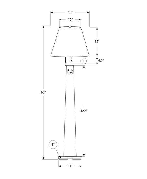 Monarch Specialties Lighting, 62" Floor Lamp With Brass Accent Base And Neutral Fabric Shade — Sculptural Contemporary Glow BLACK,BEIGE I 9683