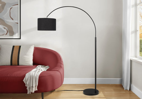 Monarch Specialties Lighting, Arched Floor Lamp With Marble Base And Sleek Metal Frame For Reading & Ambient Light BLACK I 9641