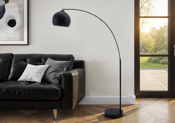 Monarch Specialties Lighting, Sculptural Arc Floor Lamp 74" H Matte Metal Finish Overhead Illumination For Living Rooms BLACK I 9634
