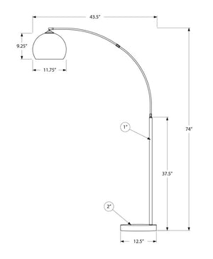 Monarch Specialties Lighting, Sculptural Arc Floor Lamp 74" H Matte Metal Finish Overhead Illumination For Living Rooms BLACK I 9634