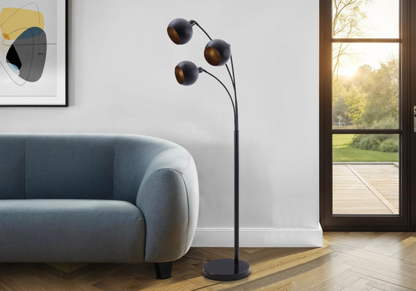Monarch Specialties Lighting, Sleek Metal Floor Lamp With Marble Base, 71" Tall Adjustable Shade For Reading & Task Lighting BLACK I 9648