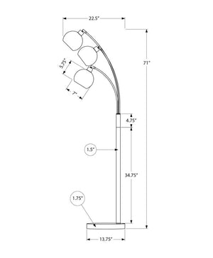 Monarch Specialties Lighting, Sleek Metal Floor Lamp With Marble Base, 71" Tall Adjustable Shade For Reading & Task Lighting BLACK I 9648