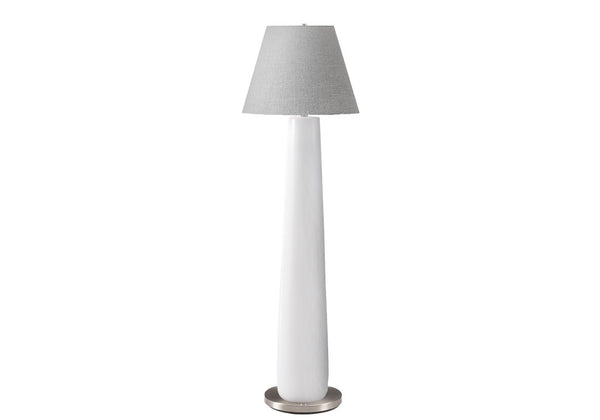 Monarch Specialties Lighting, Sculptural Tapered Resin Floor Lamp 61.5"H With Neutral Fabric Shade For Cozy Ambient Glow WHITE,GREY,SILVER I 9684