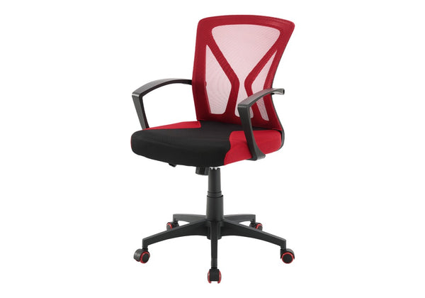 Monarch Specialties Office Ergonomic Mesh Chair With Lumbar Support, Adjustable Height, Tilt, Swivel, Durable Metal Base BLACK,RED I 7357