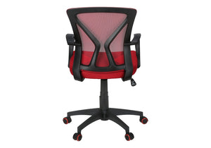 Monarch Specialties Office Ergonomic Mesh Chair With Lumbar Support, Adjustable Height, Tilt, Swivel, Durable Metal Base BLACK,RED I 7357