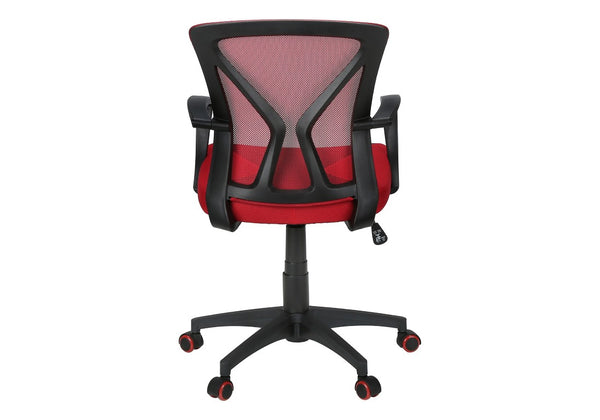 Monarch Specialties Office Ergonomic Mesh Chair With Lumbar Support, Adjustable Height, Tilt, Swivel, Durable Metal Base BLACK,RED I 7357
