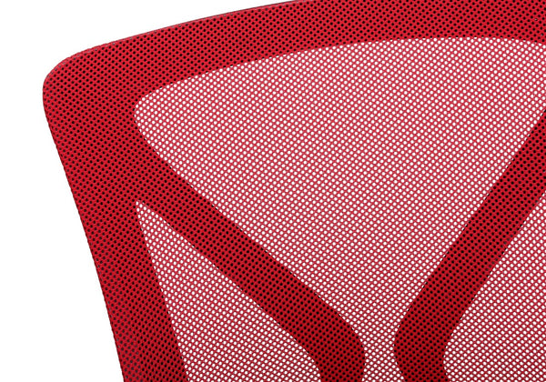 Monarch Specialties Office Ergonomic Mesh Chair With Lumbar Support, Adjustable Height, Tilt, Swivel, Durable Metal Base BLACK,RED I 7357