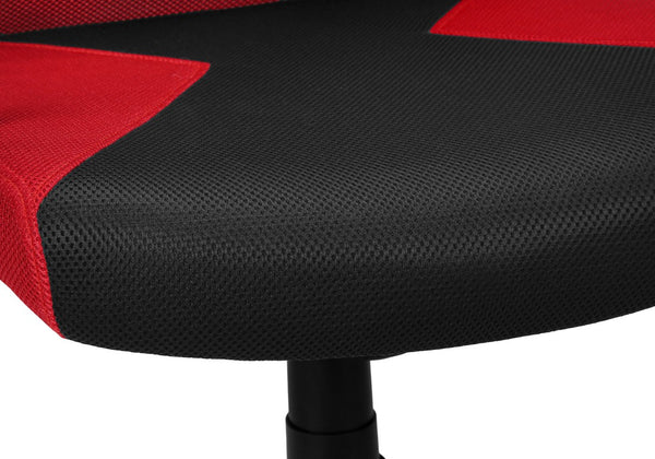 Monarch Specialties Office Ergonomic Mesh Chair With Lumbar Support, Adjustable Height, Tilt, Swivel, Durable Metal Base BLACK,RED I 7357