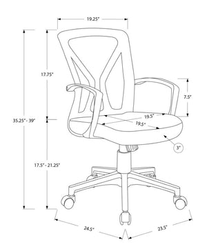 Monarch Specialties Office Ergonomic Mesh Chair With Lumbar Support, Adjustable Height, Tilt, Swivel, Durable Metal Base BLACK,RED I 7357