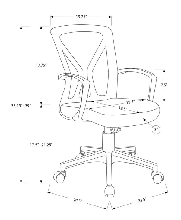 Monarch Specialties Office Ergonomic Mesh Chair With Lumbar Support, Adjustable Height, Tilt, Swivel, Durable Metal Base BLACK,RED I 7357