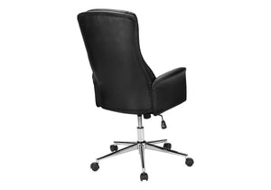 Monarch Specialties Office Executive Chair With High-Back Comfort, Leather-Look Upholstery, Chrome Base, Ergonomic Support BLACK I 7323