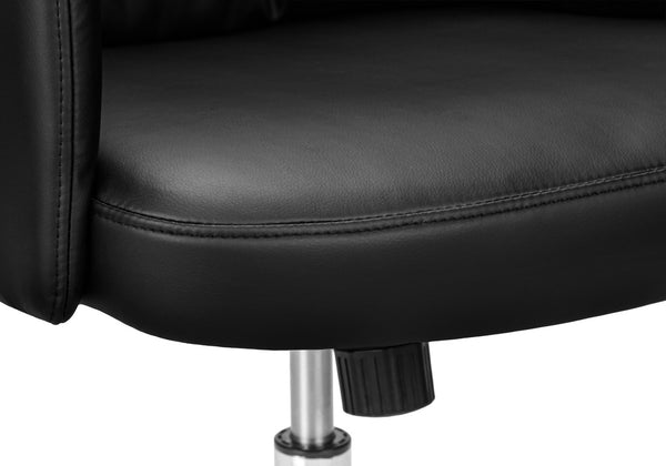 Monarch Specialties Office Executive Chair With High-Back Comfort, Leather-Look Upholstery, Chrome Base, Ergonomic Support BLACK I 7323