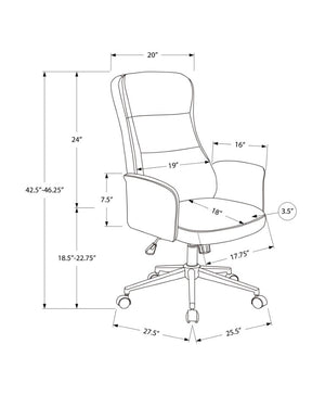 Monarch Specialties Office Executive Chair With High-Back Comfort, Leather-Look Upholstery, Chrome Base, Ergonomic Support BLACK I 7323