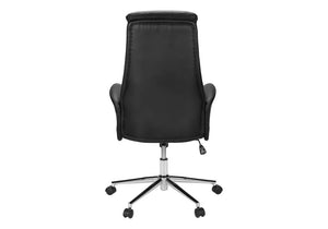 Monarch Specialties Office Executive Chair With Headrest And Plush Foam, Chrome Base, Ergonomic High-Back Comfort BLACK I 7344