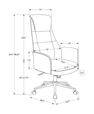 Monarch Specialties Office Executive Chair With Headrest And Plush Foam, Chrome Base, Ergonomic High-Back Comfort BLACK I 7344
