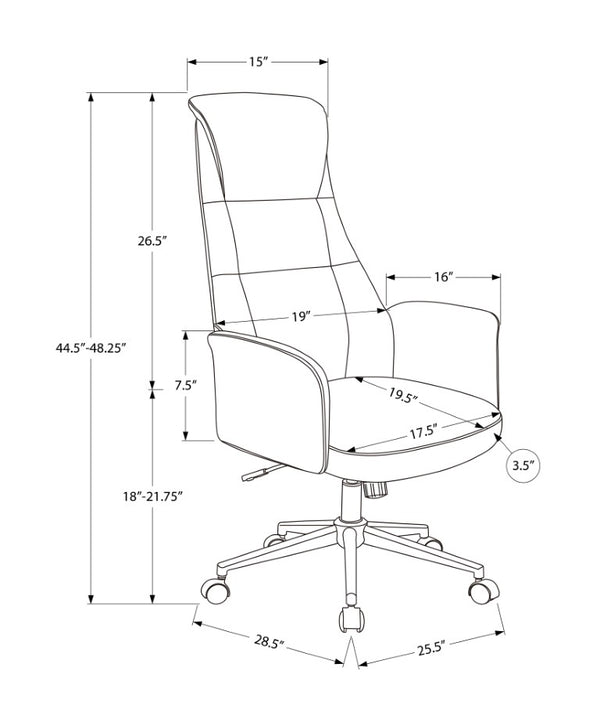 Monarch Specialties Office Executive Chair With Headrest And Plush Foam, Chrome Base, Ergonomic High-Back Comfort BLACK I 7344