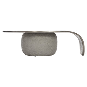 Bernhardt Bernhardt Teardrop Cocktail Table With Graphite Cast Aluminum Top & Sand Grey Concrete Base, Modern Artful Statement 309013