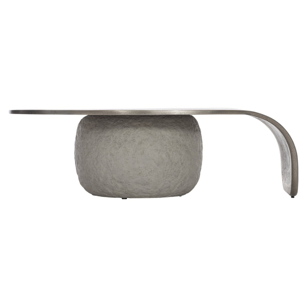 Bernhardt Bernhardt Teardrop Cocktail Table With Graphite Cast Aluminum Top & Sand Grey Concrete Base, Modern Artful Statement 309013