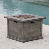 Christopher Knight Home® Noble House Outdoor Patio 24'' H X 32'' W Square Gas Burning Concrete Fire Pit Wood Pattern - Grey - 40,000 Btu