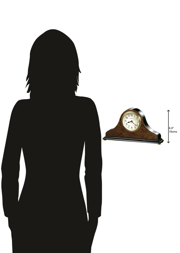 Hekman Furniture 645578 Baxter Elegant Tambour Table Clock With Brass Accents, Classic Wood Finish & Precision Quartz Movement  Baxter Tabletop Clock 645578