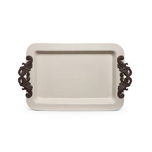 Stoneware Tray with Acanthus Pattern Handles EAW31768 Park Hill