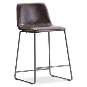 Bernhardt Bernhardt Sharpe Leather Counter Stool with Open Metal Frame and Tailored Stitching L25593