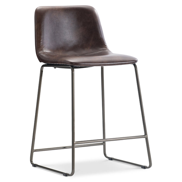 Bernhardt Bernhardt Sharpe Leather Counter Stool with Open Metal Frame and Tailored Stitching L25593