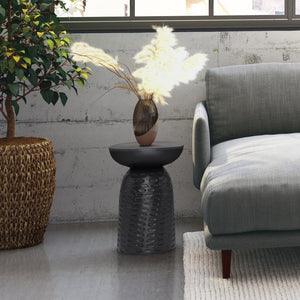 English Elm Boyd 13-Inch Solid Mango Wood Accent Table In Textured Black - Stylish & Versatile For Any Space B136P158431