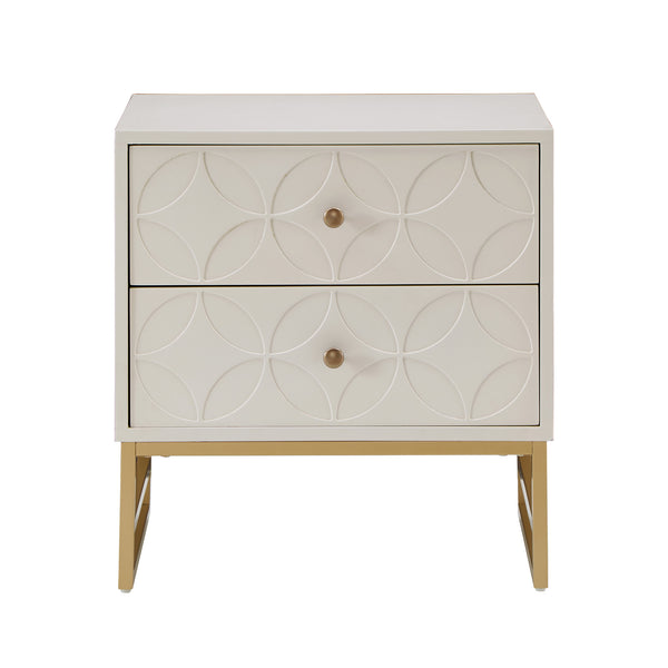 Homelegance By Top-Line Bellamy Arched Diamond Gold Metal End Table White Engineered Wood