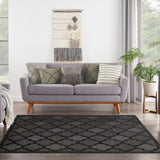 Nourison Easy Care NES01 Machine Made Flat Weave Solid Border Indoor/Outdoor Modern Outdoor Rug Charcoal Black, Charcoal Black 84% Polypropylene,16% Polyester 99446934918