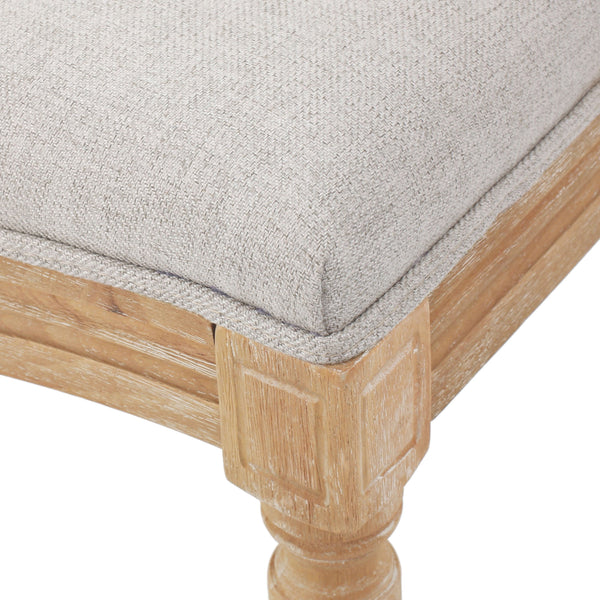 English Elm Kd French Country Rubberwood Dining Chairs Fluted Legs Padded Seat Set of 2 Beige 60352.00GRE
