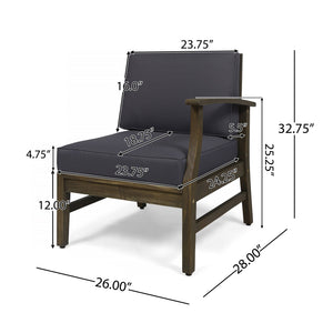 English Elm Perla Armless Accent Chair Tailored Low Profile Upholstered Seat for Living Room 58941.00RGDGRY