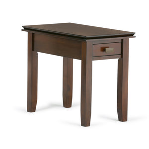 English Elm Artisan Narrow Side Table - Handcrafted Russet Brown Wood With Smooth Drawer For Small Spaces B136P159465