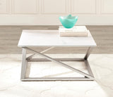 English Elm Steve Silver - Zurich - Faux White Marble Top - White