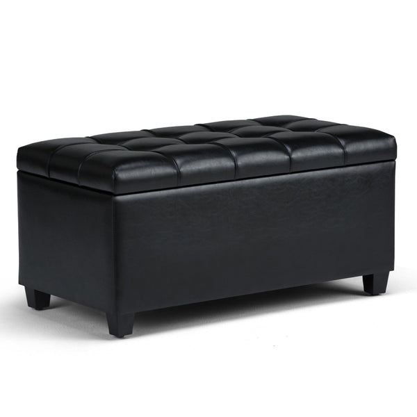 English Elm Sienna Storage Ottoman Bench – Stylish Midnight Black Faux Leather With Hidden Storage & Comfort B136P159110-GIGA
