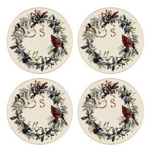Lenox Winter Greetings Salad Plates, Set of 4 Red & Green, IVORY PORCELAIN 897093