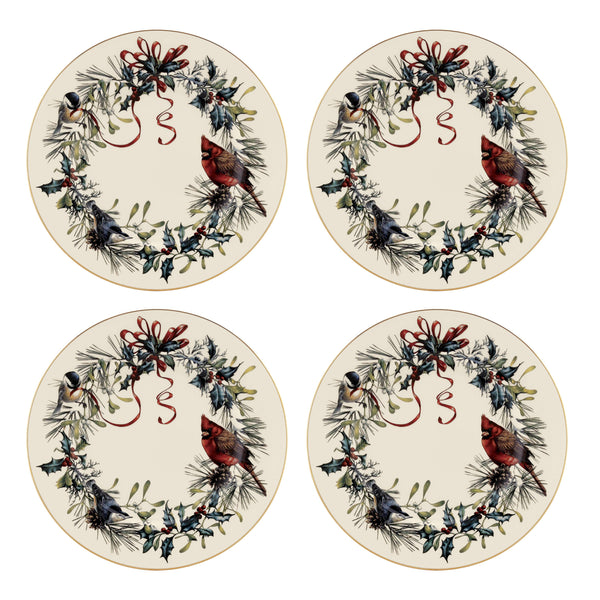 Lenox Winter Greetings Salad Plates, Set of 4 Red & Green, IVORY PORCELAIN 897093